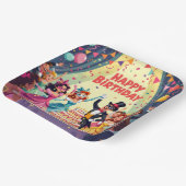 Cute Happy Birthday masquerade theme ペーパープレート (傾斜あり)