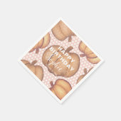 Cute Happy Birthday Pink & Orange Pumpkin Party  スタンダードカクテルナプキン (角)
