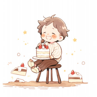 Cute Happy Birthday Ribbon – Cartoon Birthday Deco グログランリボン