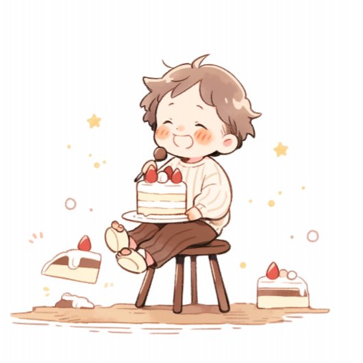 Cute Happy Birthday Ribbon – Cartoon Birthday Deco グログランリボン