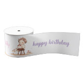 Cute Happy Birthday Ribbon – Cartoon Birthday Deco グログランリボン (リール)