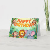 Cute Happy Birthday safari theme カード (正面)