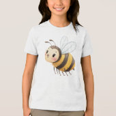 Cute Happy Bumblebee Illustration トライブレンドTシャツ (正面)