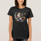 Cute Happy Cat Playing the Guitar Tシャツ (正面)