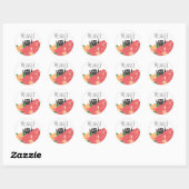 Cute Happy Cat Spring Flowers Personalised ラウンドシール (シート)