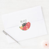 Cute Happy Cat Spring Flowers Personalised ラウンドシール (封筒)