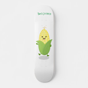 Cute happy corn cartoon illustration スケートボード