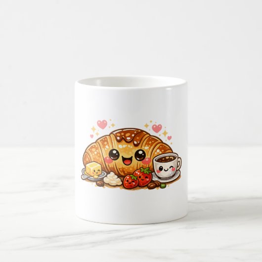Cute Happy Croissant Coffee Cup コーヒーマグカップ (中央)