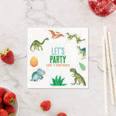 Cute Happy Dinosaur Birthday Party Paper Napkins スタンダードカクテルナプキン (インサイチュ)