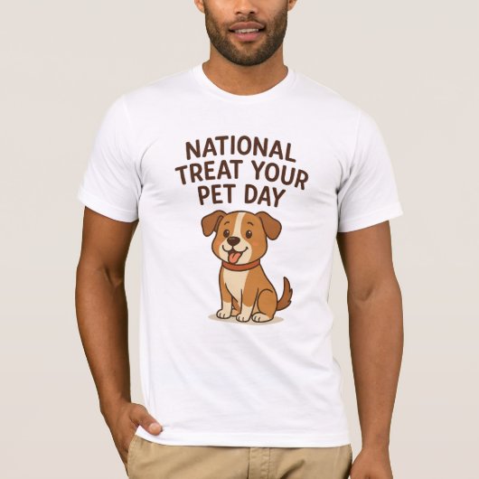 Cute Happy Dog Tee | National Treat Your Pet Day  Tシャツ (正面)