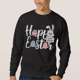 Cute Happy Easter Bunny & Colorful Eggs Typography スウェットシャツ