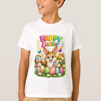 Cute Happy Easter Bunny Peace Sign Graphic T-Shirt Tシャツ
