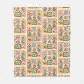 Cute Happy Easter Bunny Quilt Pattern フリースブランケット (正面)