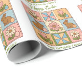 Cute Happy Easter Bunny Quilt Pattern  ラッピングペーパー (ロールコーナー)