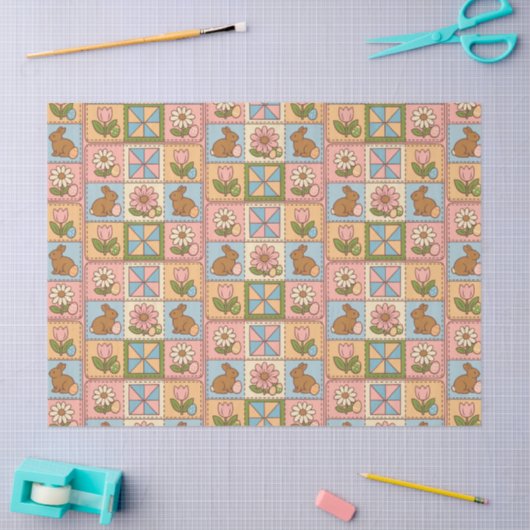 Cute Happy Easter Bunny Quilt Pattern  薄葉紙 (クラフト)