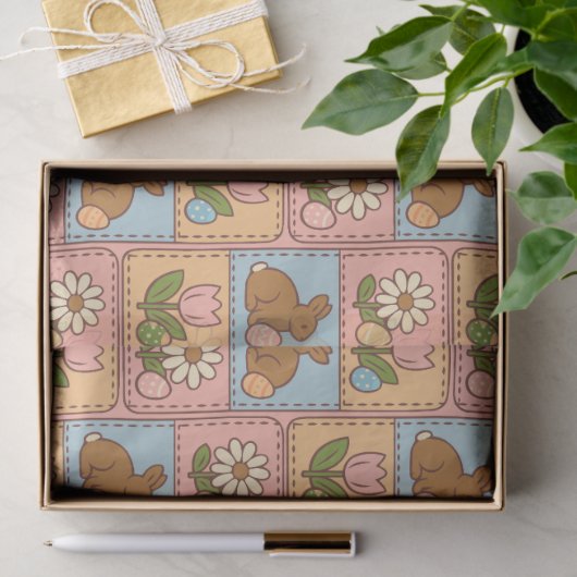 Cute Happy Easter Bunny Quilt Pattern 薄葉紙 (ギフト)