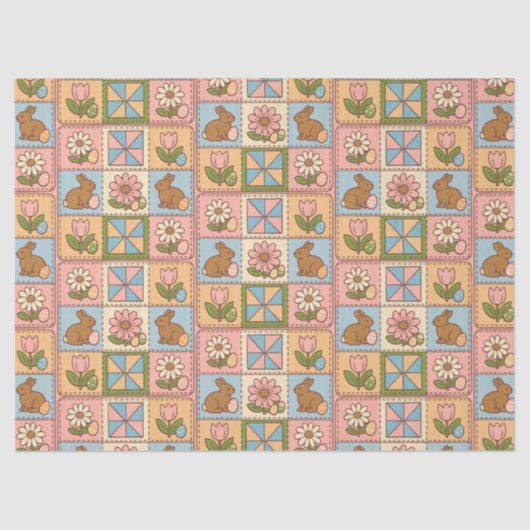 Cute Happy Easter Bunny Quilt Pattern  薄葉紙 (正面)