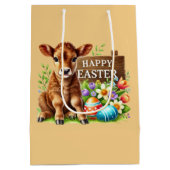 Cute Happy Easter cow ミディアムペーパーバッグ (裏面)