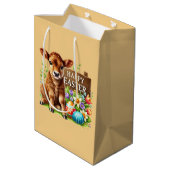 Cute Happy Easter cow ミディアムペーパーバッグ (裏面アングル)
