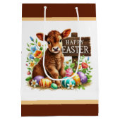 Cute Happy Easter cow ミディアムペーパーバッグ (裏面)