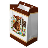 Cute Happy Easter cow ミディアムペーパーバッグ (裏面アングル)