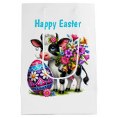 Cute Happy Easter cow customizable Medium  ミディアムペーパーバッグ (裏面)