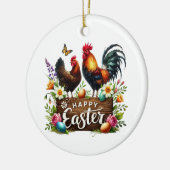 Cute Happy Easter customizable Rooster セラミックオーナメント (左)
