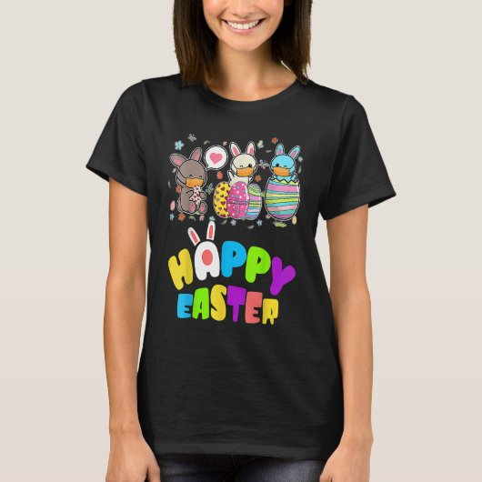 Cute   Happy Easter Eggs Quarantine Bunnies Tシャツ (正面)