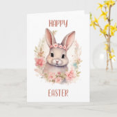 Cute Happy Easter Greeting Card with Bunny  カード (黄色い花)