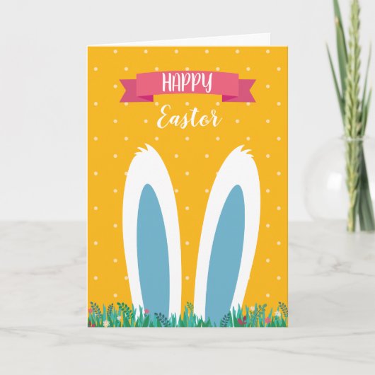 Cute Happy Easter Greeting Card with Bunny  カード (正面)