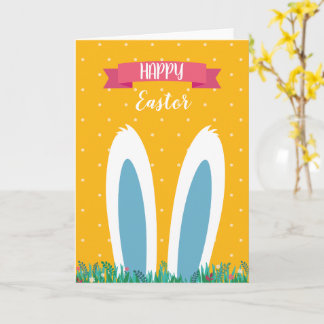 Cute Happy Easter Greeting Card with Bunny  カード