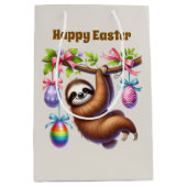 Cute Happy Easter sloth  ミディアムペーパーバッグ (正面)