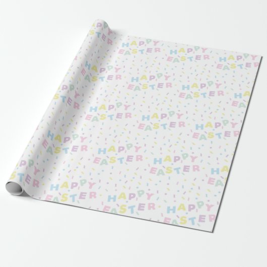 Cute Happy Easter Word Confetti Pattern ラッピングペーパー (アンロールド)