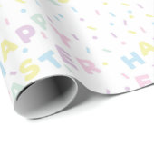 Cute Happy Easter Word Confetti Pattern ラッピングペーパー (ロールコーナー)