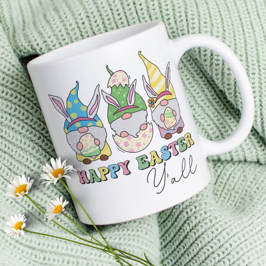 Cute Happy Easter Y'all Gnomes Personalized Name コーヒーマグカップ