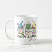 Cute Happy Easter Y'all Gnomes Personalized Name コーヒーマグカップ (左)