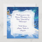 Cute Happy Elf Sledding | Personalized Christmas シーズンカード (裏面)