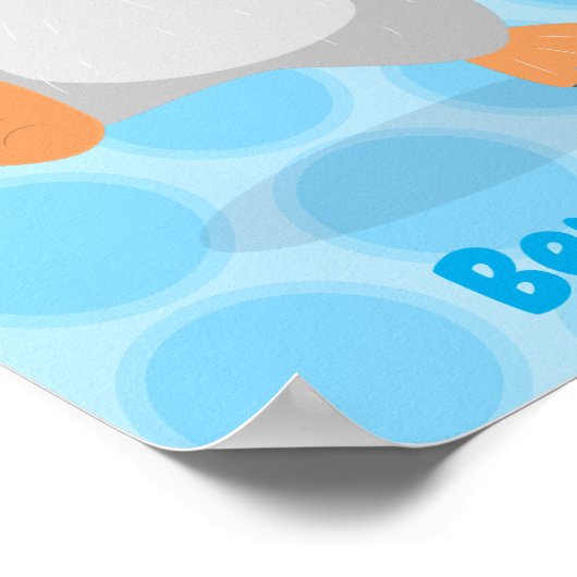 Cute happy emperor penguin chick cartoon ポスター (角)