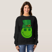 Cute Happy Face Leprechaun  St Patricks Day Irish  スウェットシャツ (正面フル)