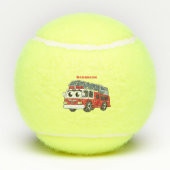 Cute happy fire engine cartoon テニスボール (裏面)