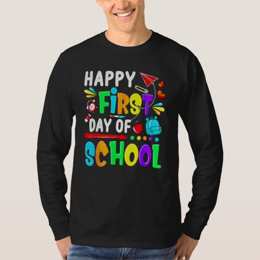 Cute Happy First Day Of School Back To School Girl Tシャツ (正面)
