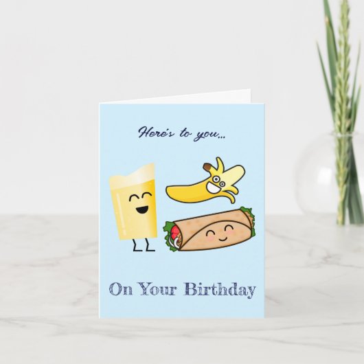 Cute Happy Food Birthday Card カード (正面)