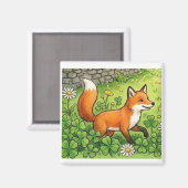 Cute Happy Fox マグネット (正面/裏面)