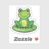 Cute Happy Frog on Lily Pad Sticker シール (シート)
