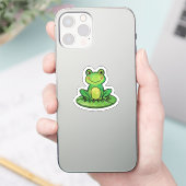 Cute Happy Frog on Lily Pad Sticker シール (スマートフォン)