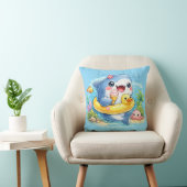 Cute Happy Great White Shark Cushion Pillow クッション (椅子)