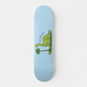 Cute happy green brontosaurus dinosaur cartoon スケートボード