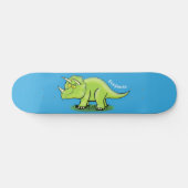 Cute happy green triceratops dinosaur cartoon スケートボード (横)