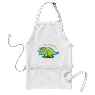 Cute happy green triceratops dinosaur cartoon スタンダードエプロン