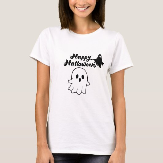 Cute Happy Halloween Ghost T-Shirt Tシャツ (正面)